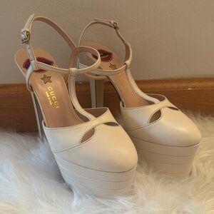 Gucci angel platform pumps sandals off-white 38
